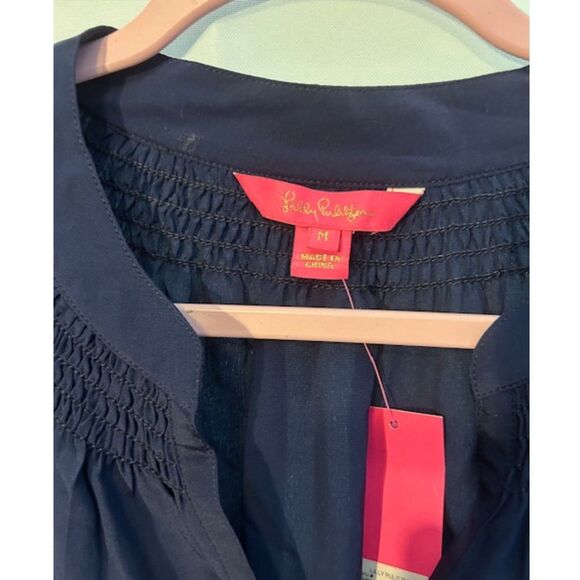 NWT Lilly Pulitzer Elsa Navy Blue Silk Blouse - Picture 4 of 5